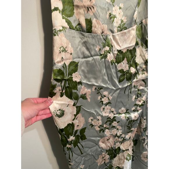 NWT Reformation Marguerite Silk Dress in Tarragon Size 14 - Picture 7 of 15